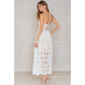 White Cotton Lace Spaghetti Strap Maxi Summer Daily Dress Manufacture Wholesale Fashion Women Apparel (TA0159D)